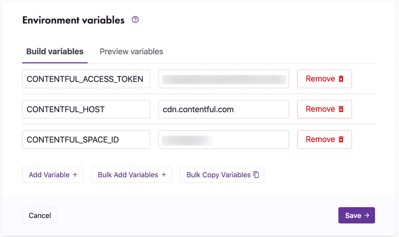 Editing environment variables in Gatsby Cloud